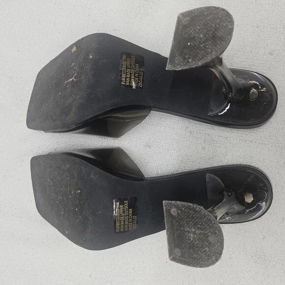 Bisou Bisou Clear Vinyl Sculptural Heel Square Toe Chic Heels Size 6.5 - Picture 7 of 9